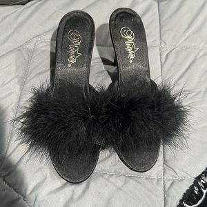 Pleasers Black sexy fur kitten heels. Size 6 but fits like 6.5. Brand new!!